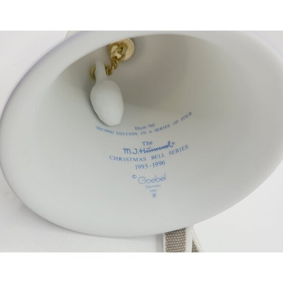 M.J. Hummel 1994 Christmas Bell Ornament Goebel Germany Porcelain Angel - Picture 6 of 10